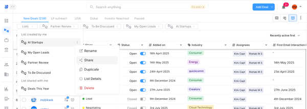 Introducing Deal Flow Lists: One-Click Access to Your Most Important Deals